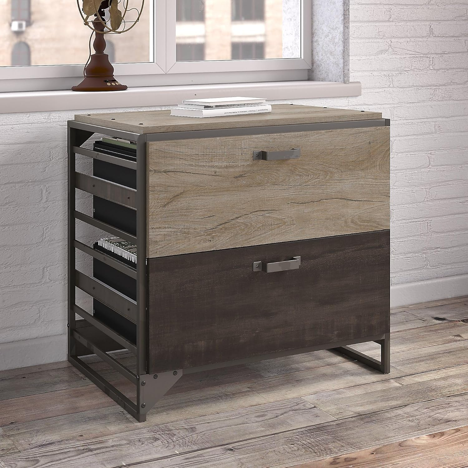 Bush Furniture Refinery Lateral File Cabinet in Rustic Gray