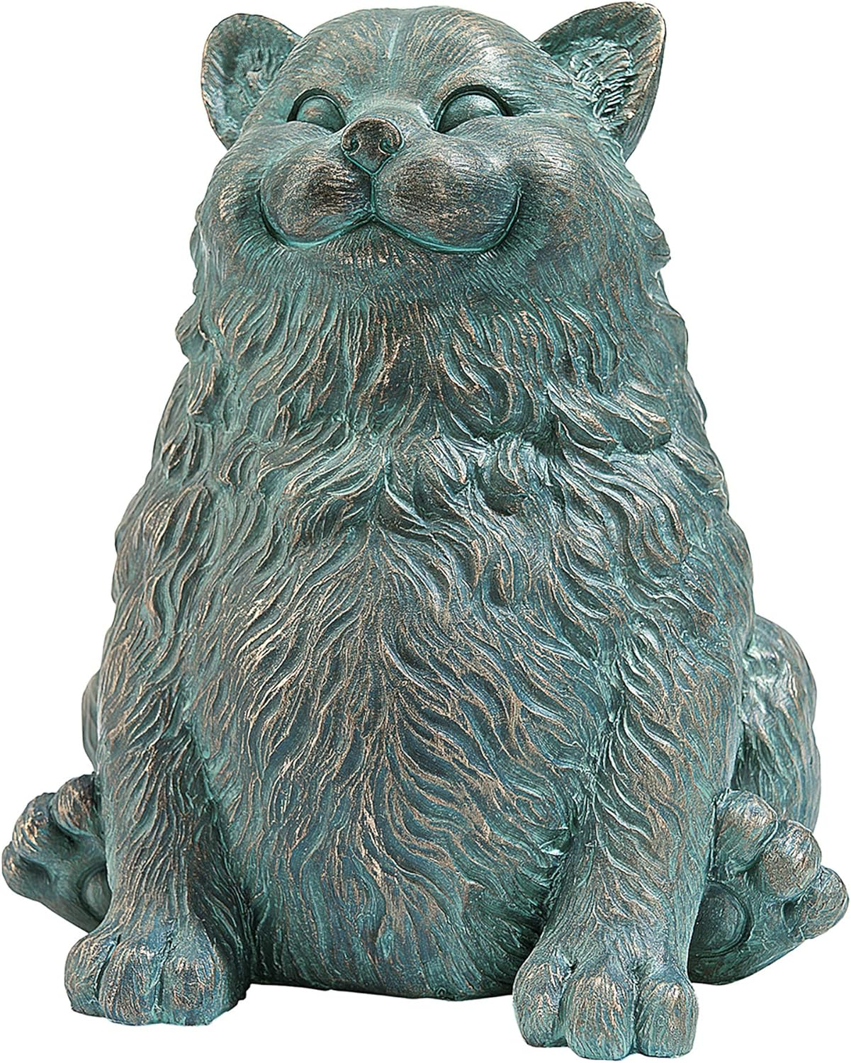 Design Toscano Sitting Phat Cat Animal Statue, 8 Inch, Resin, Faux Bronze Finish