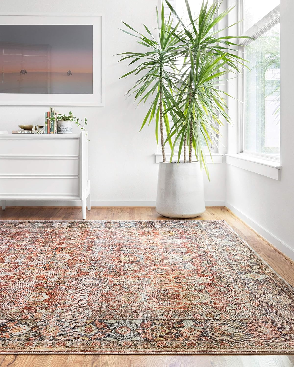 Loloi II Layla Printed Oriental Distressed Spice / Marine Area Rug