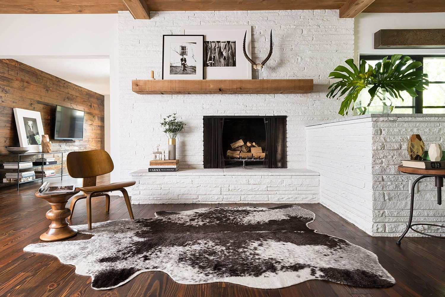 Loloi II Grand Canyon Faux Cowhide Ivory / Charcoal Area Rug