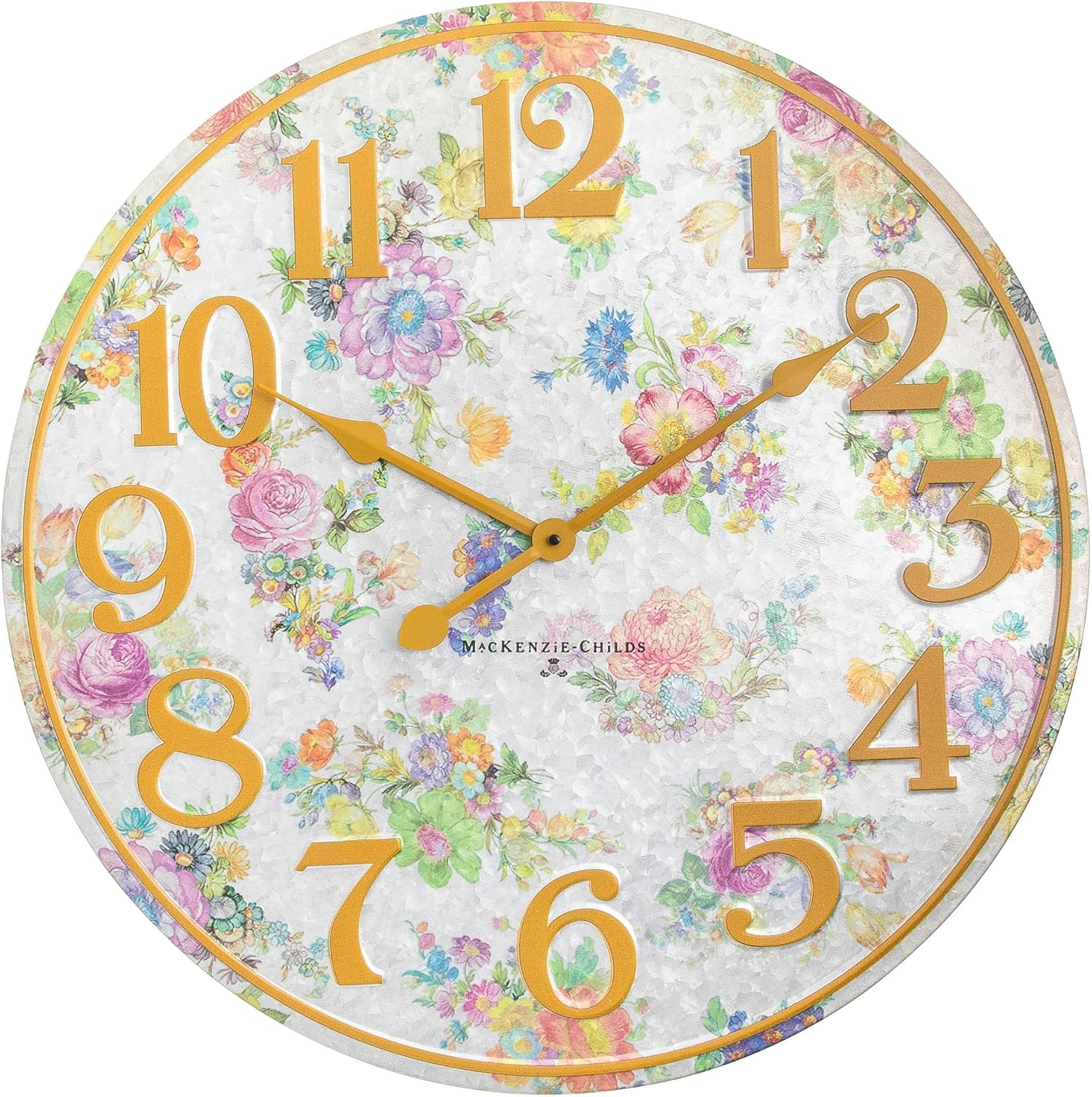 Flower Market Galvanized Metal Outdoor Wall Clock with Copper Accents