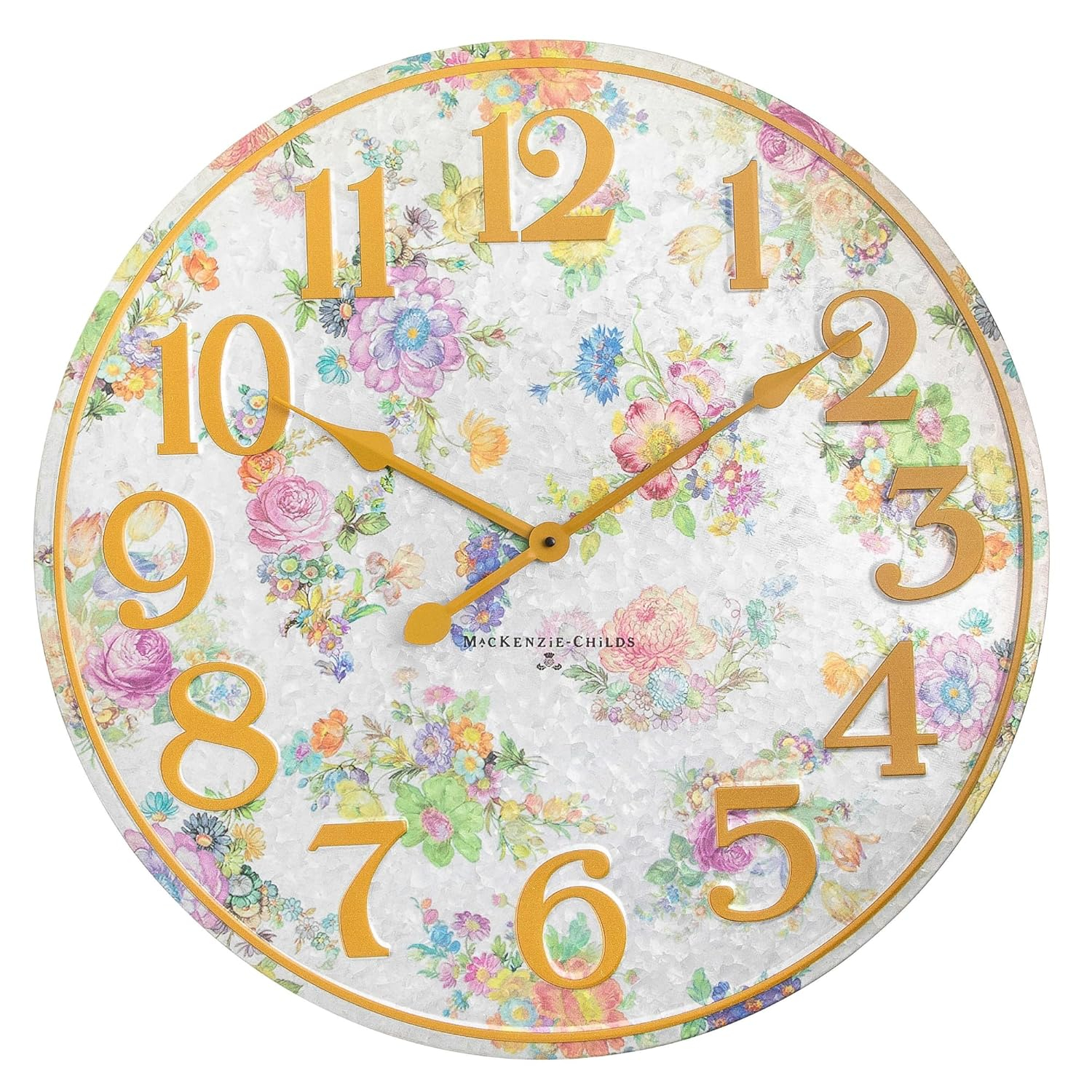 Flower Market Galvanized Metal Outdoor Wall Clock with Copper Accents