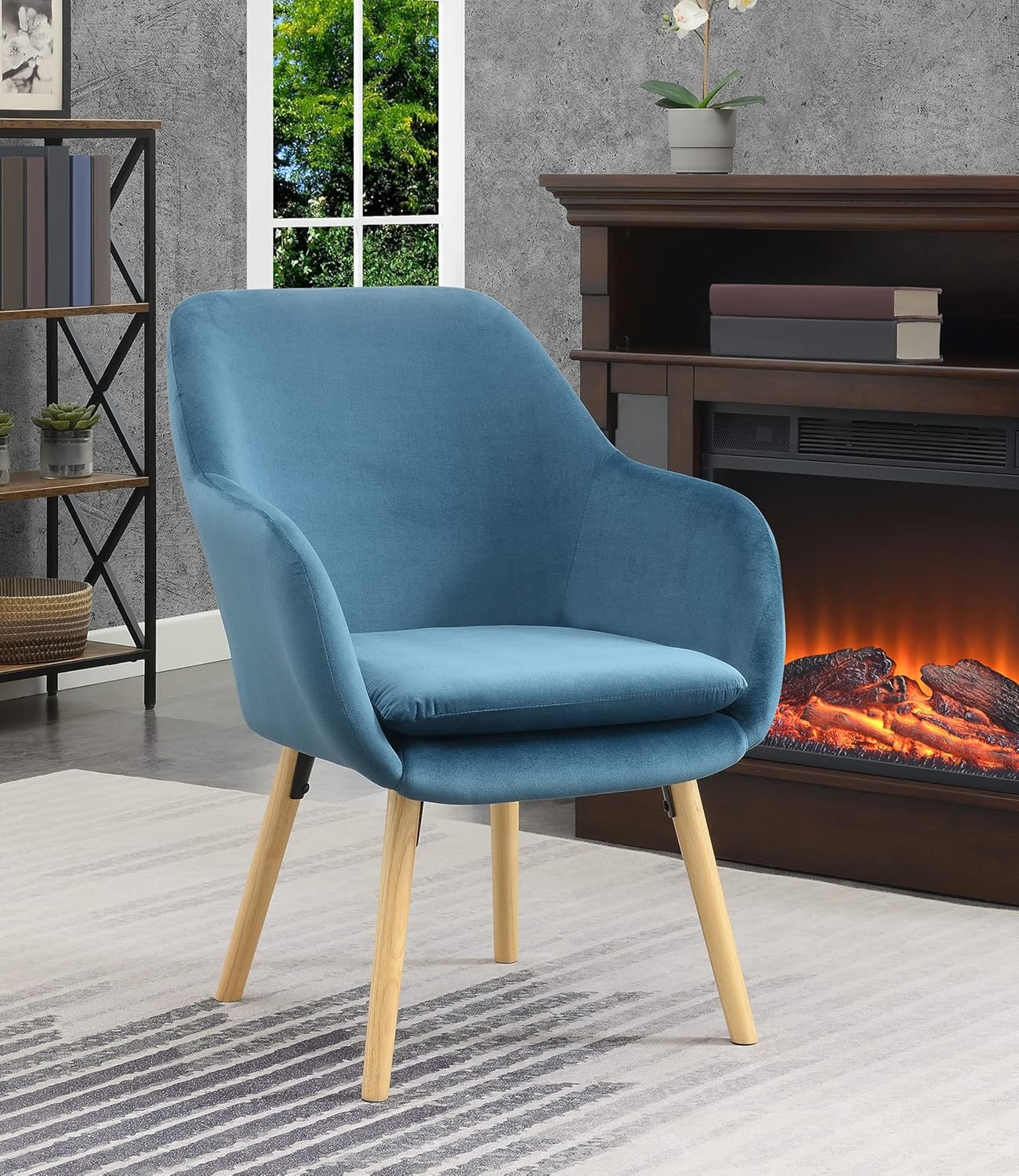 Convenience Concepts Take a Seat Charlotte Accent Chair, Blue Velvet