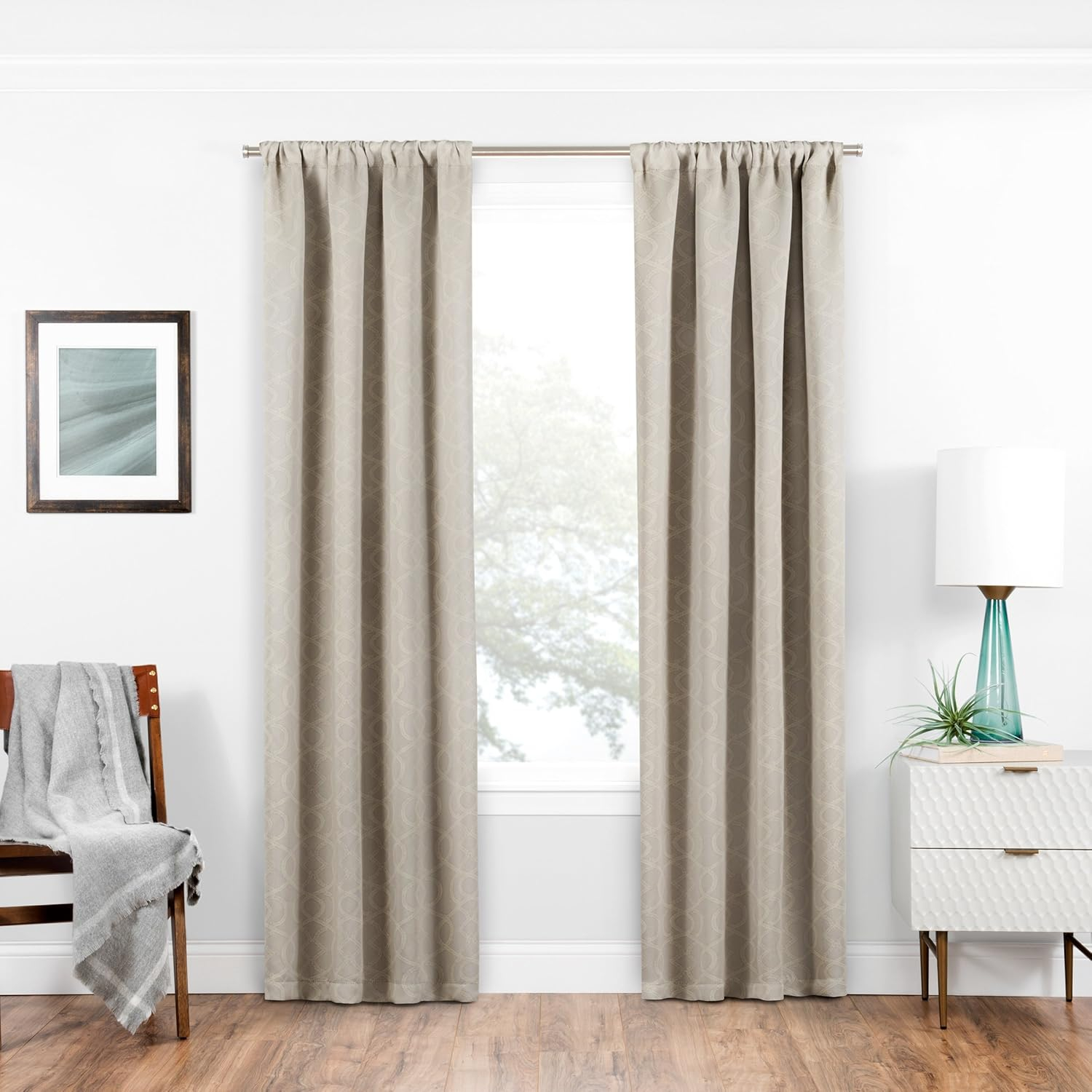 ECLIPSE Room Darkening Curtains for Bedroom - Isanti 37" x 95" Thermal Insulated Single Panel-Rod Pocket Light Blocking Curtains for Living Room, Ecru