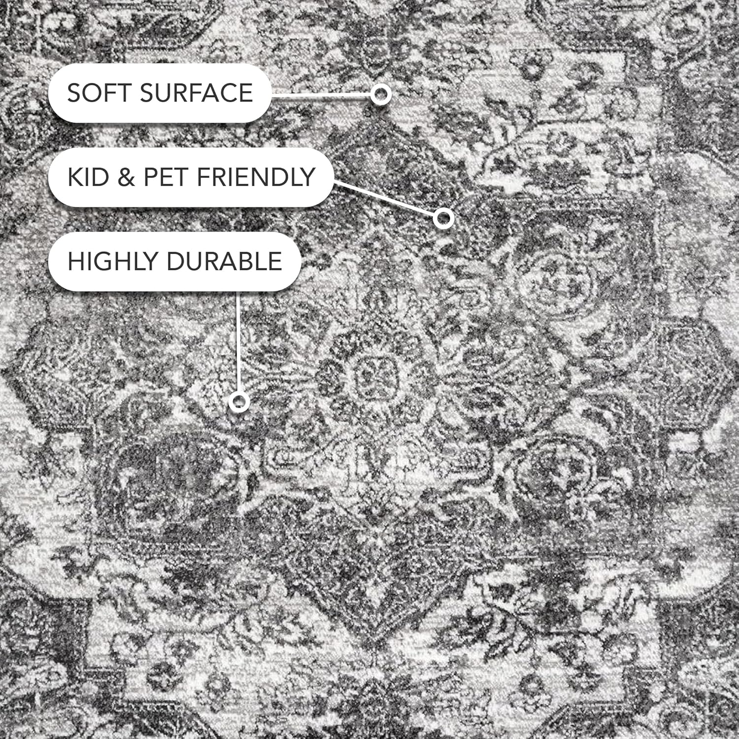 nuLOOM Maryanne Medallion Runner Rug, 2' 6" x 6', Gray