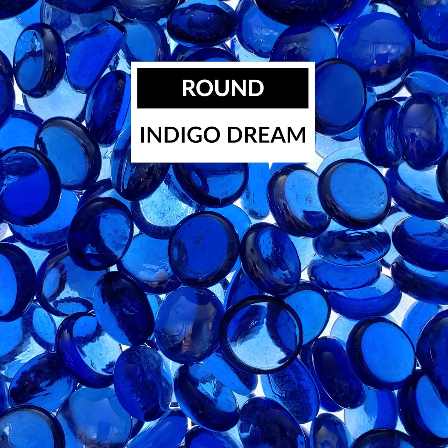 Indigo Blue Smooth Round Fire Glass for Fire Pits