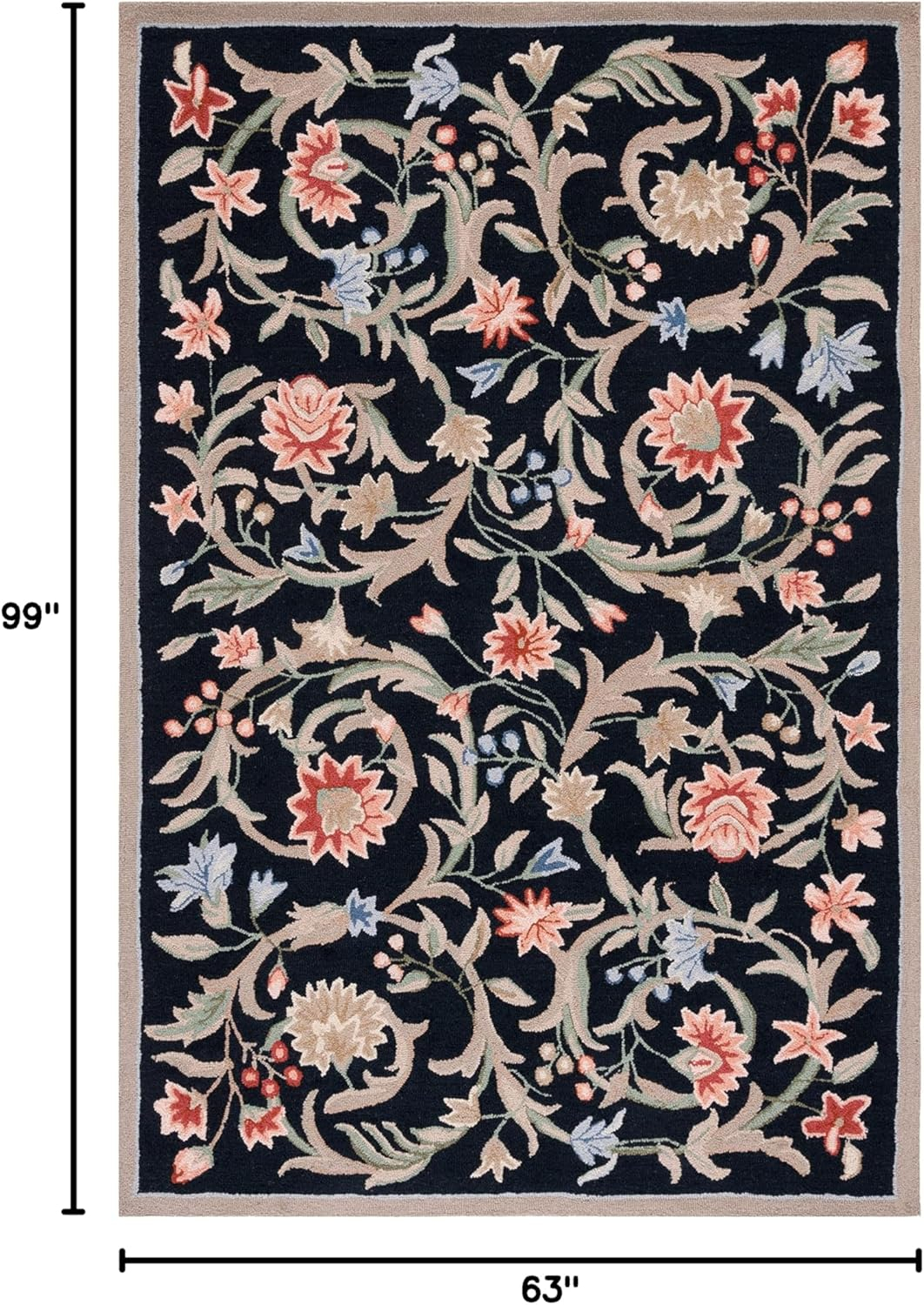 Chelsea HK248B Power Loomed Area Rug - Black - 5'3"x8'3" - Safavieh.