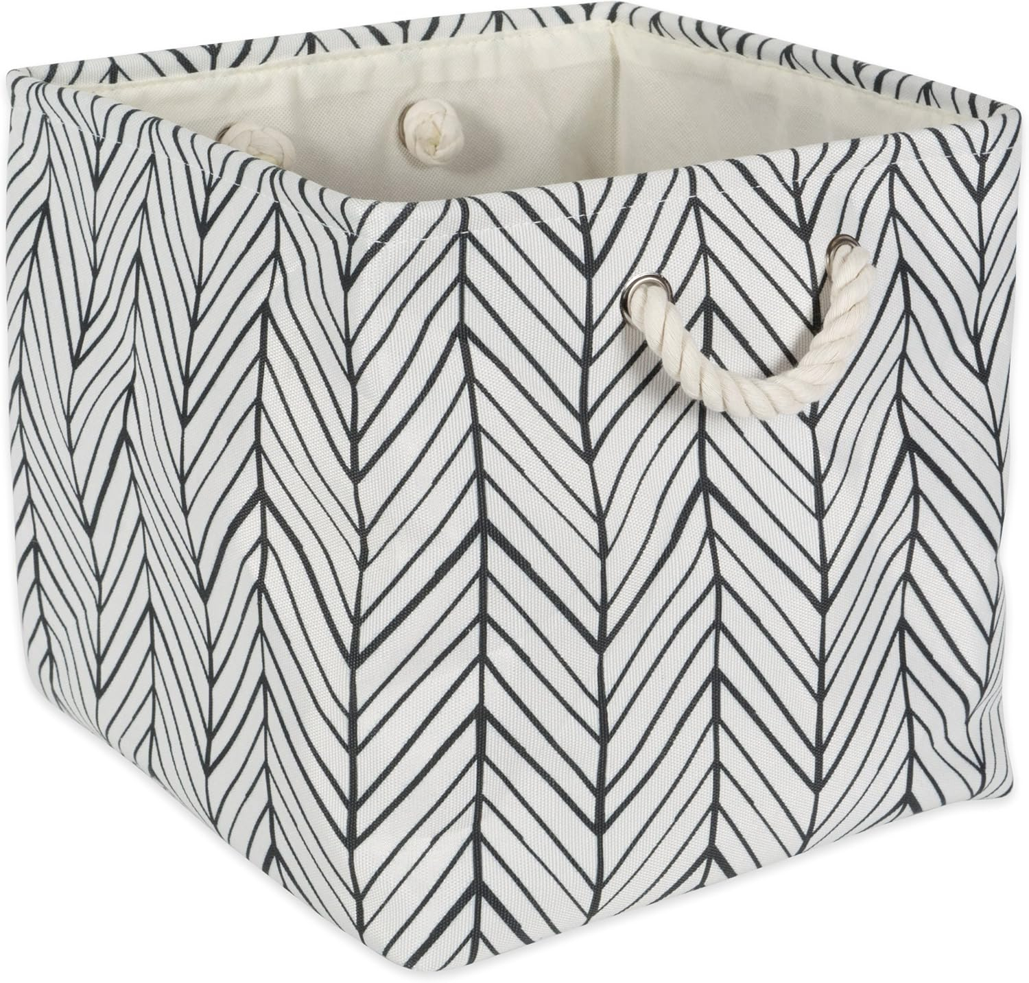 Contemporary Home Living 11" Black and White Square Multi Purpose Storage Bin