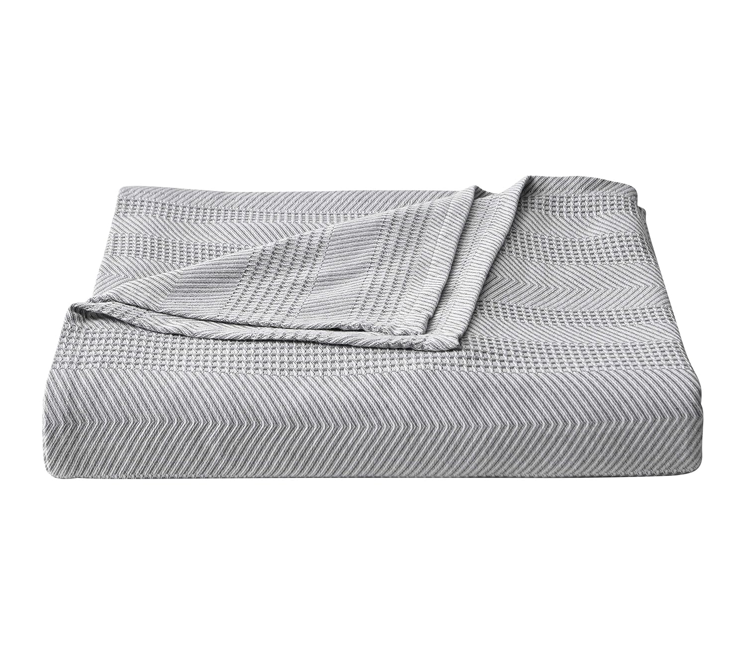 Grey Chevron King Cotton Machine Washable Blanket