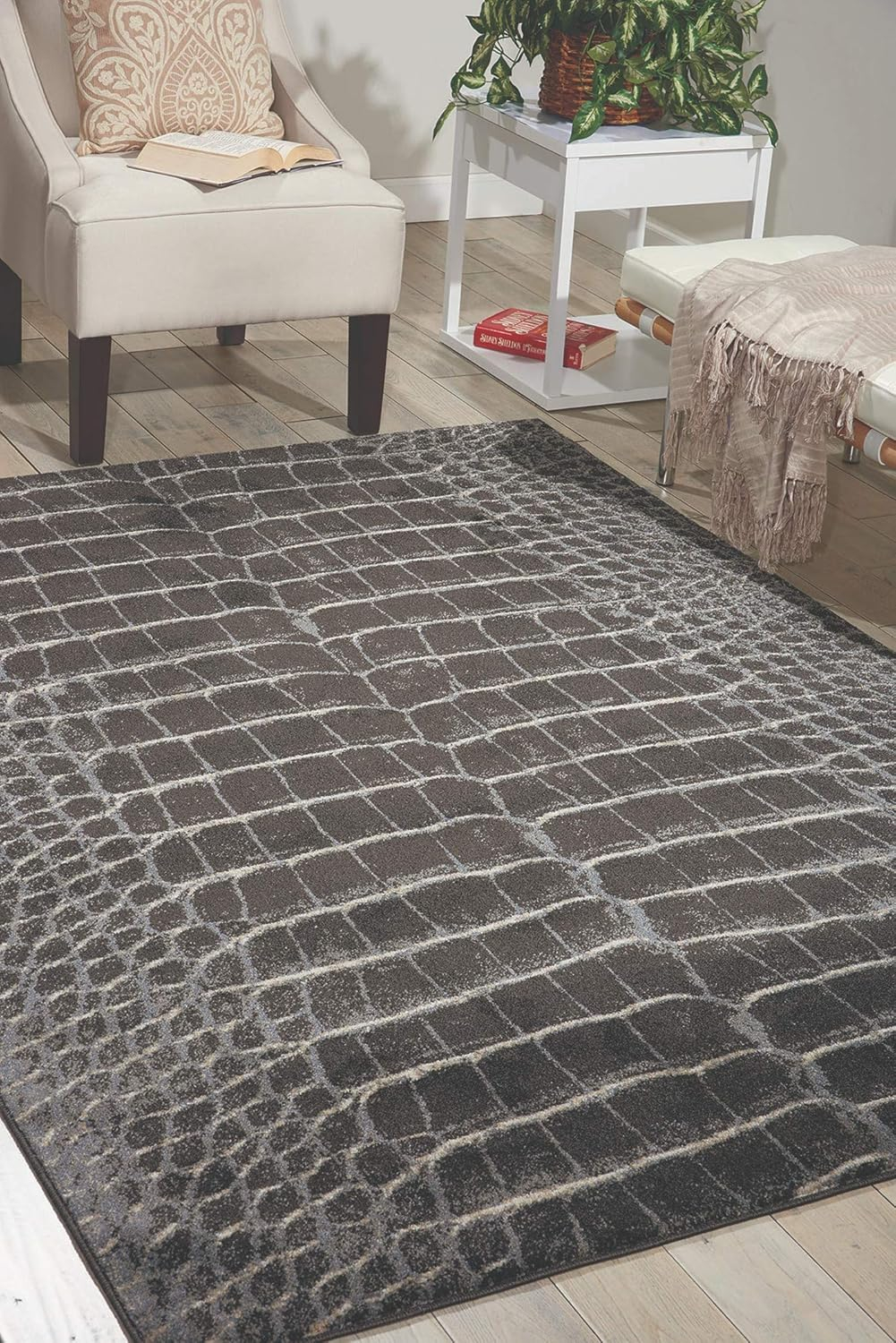 Nourison Maxell Animal Print Charcoal 5'3" x 7'3" Area Rug, (5x7)