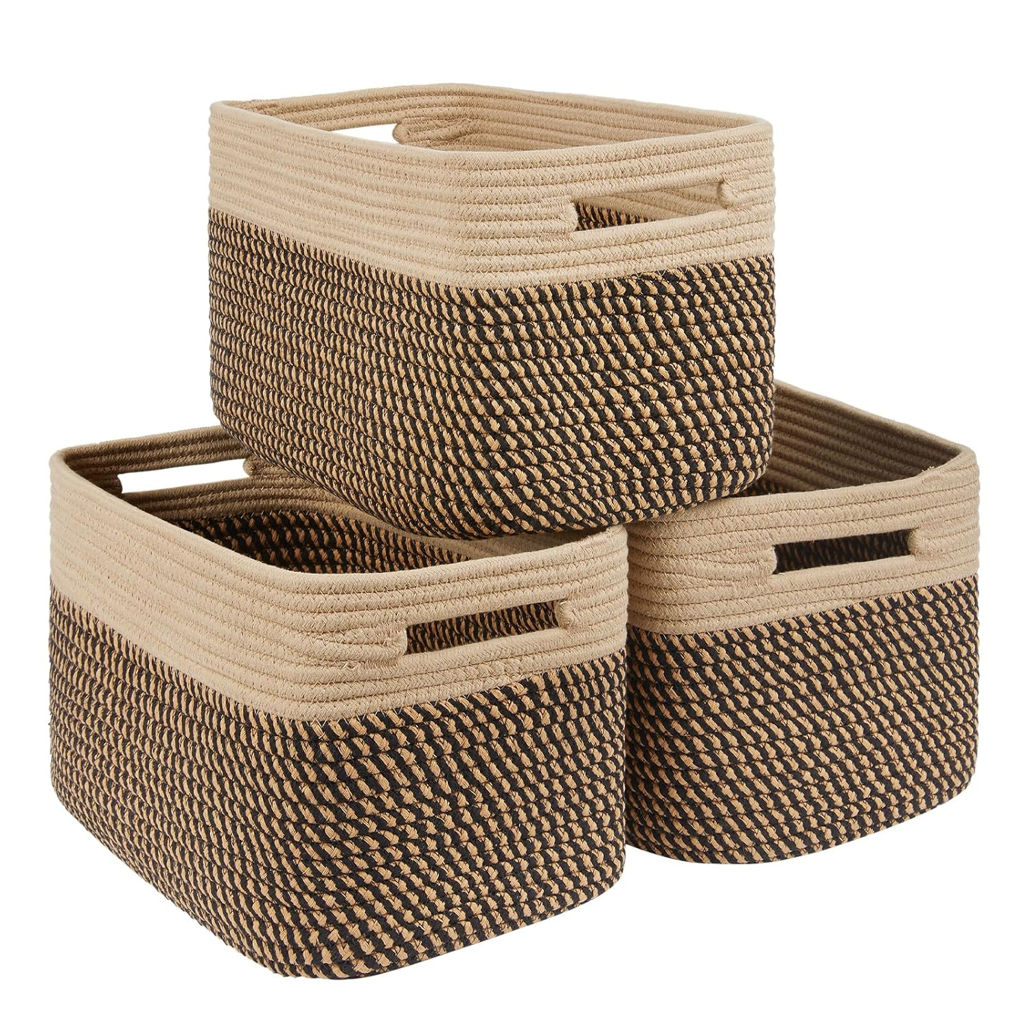 3 Pieces Nursery Blanket Baskets Toy Basket for Living Room Cotton Rope with Handles for Shelves Woven Basket for Organizing