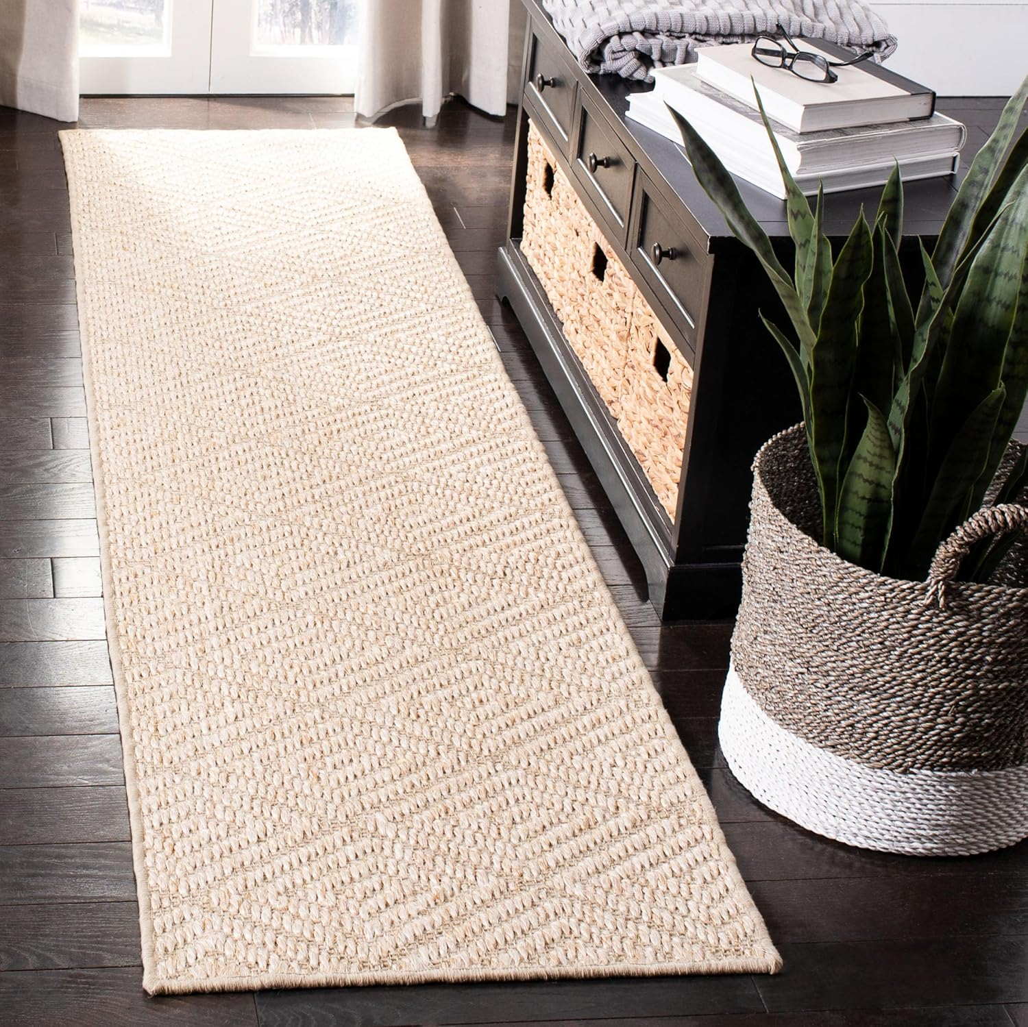 SAFAVIEH Palm Beach Stars Geometric Diamonds Sisal Runner Rug, Beige, 2' x 8'