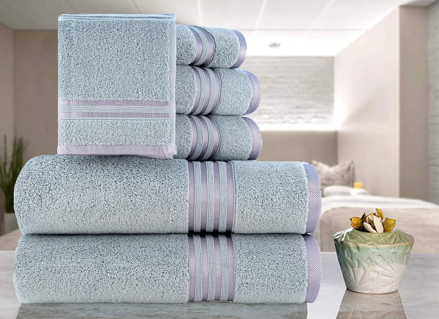 Luxurious Gray Egyptian Cotton 6-Piece Towel Set