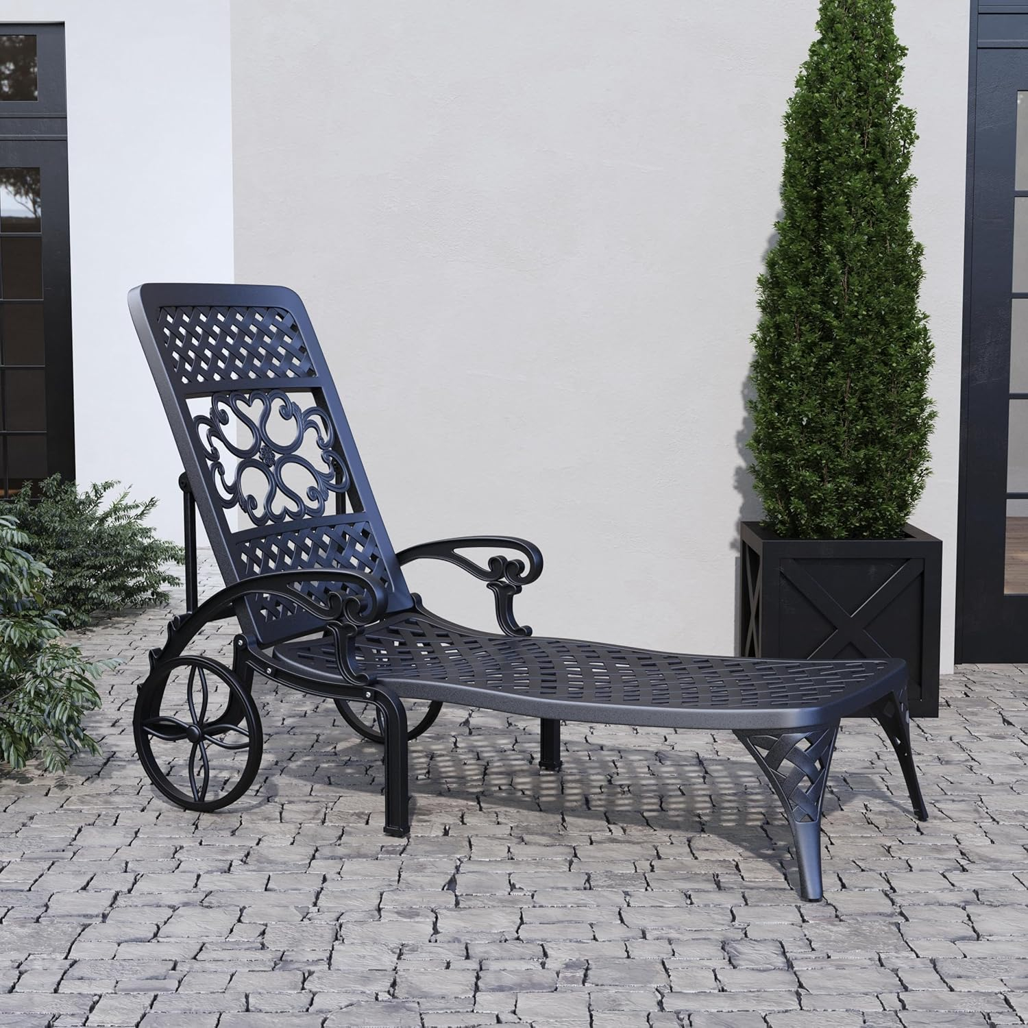 Homestyles Sanibel Cast Aluminum Outdoor Patio Reclining Chaise Lounge in Bronze