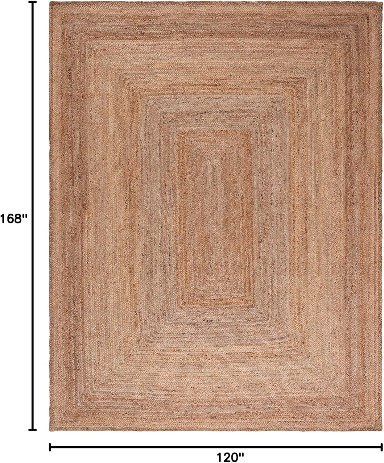 Natural Handmade Jute Geometric Rectangular Area Rug, 10' x 14'