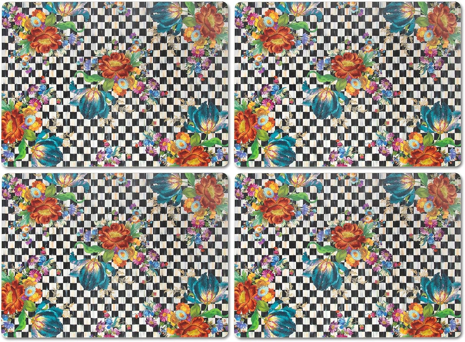 Courtly Flower Market Cork-Back Hardboard Placemats Set of 4