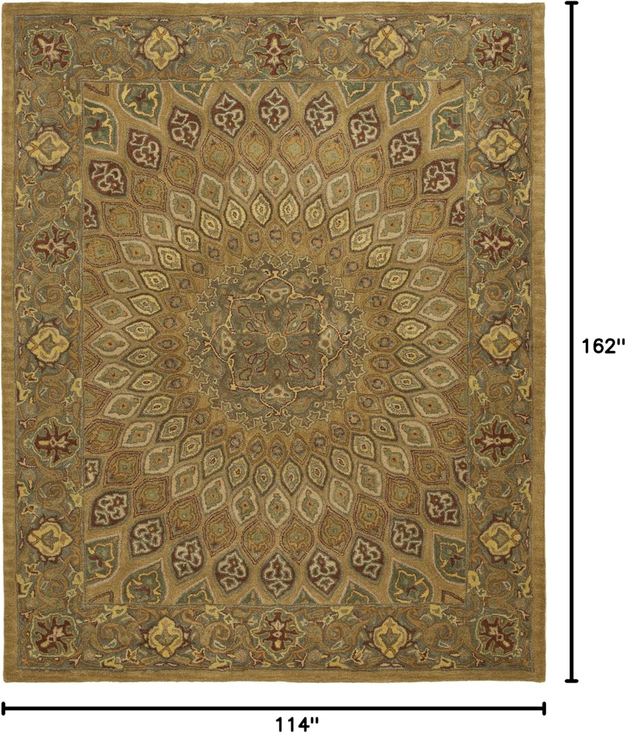 SAFAVIEH Heritage Shevon Traditional Wool Area Rug, Light Brown/Grey, 9'6" x 13'6"