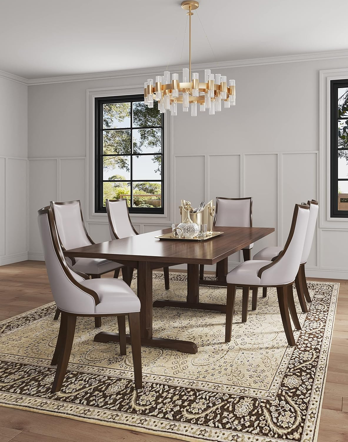 Manhattan Comfort Grand 18.5" Faux Leather Dining Chair in Gray (Set of 4)