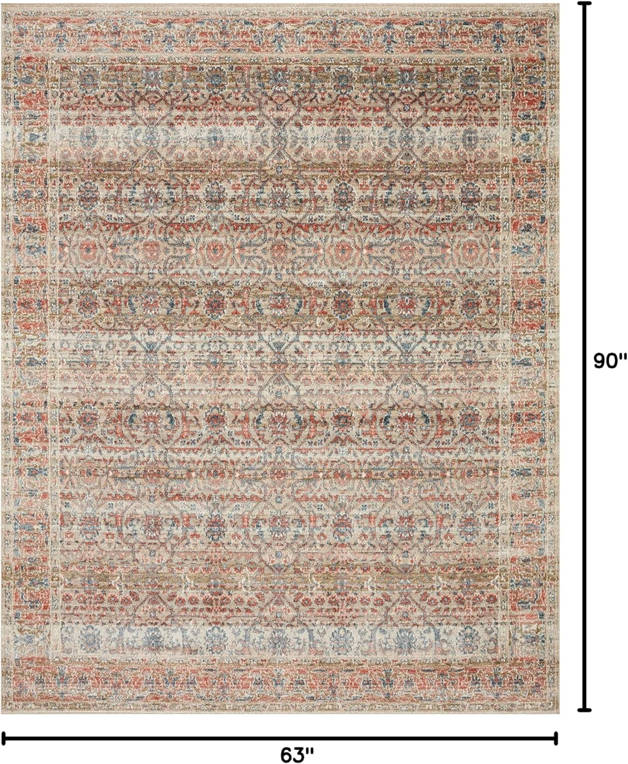 Loloi II Saban SAB-05 Oriental Sand / Rust Area Rug 5'-3" x 7'-6"