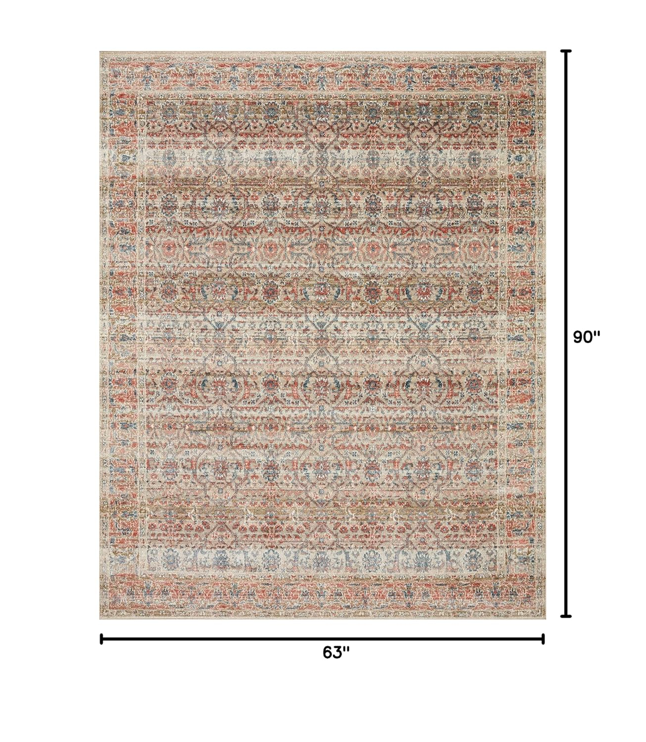 Loloi II Saban SAB-05 Oriental Sand / Rust Area Rug 5'-3" x 7'-6"