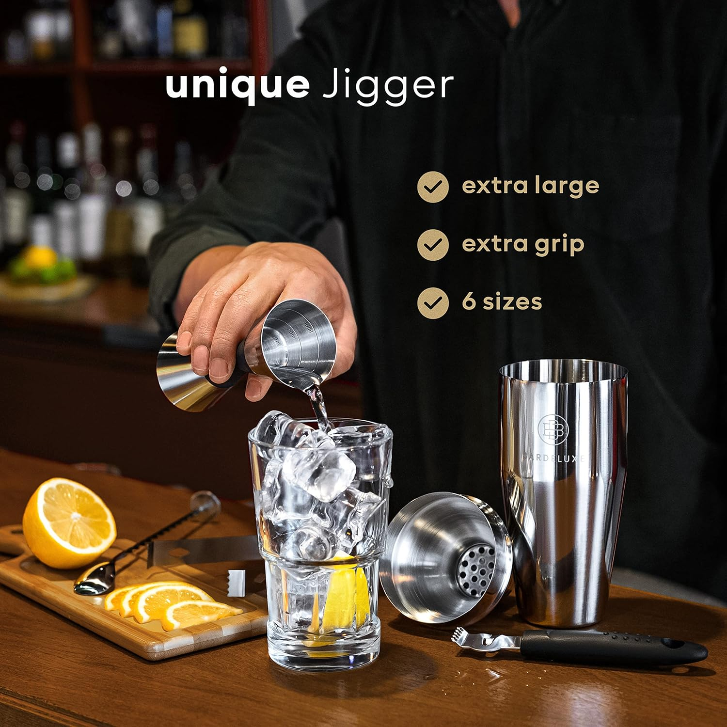BarDeluxe® Pro Mixology Bartender Kit, 12-Piece Cocktail Shaker Set | Drink Shakers Cocktail Set, Bartending Kit, Bar Kit | Bar Kits for Bartender Home, Cocktail Kit, Bar Mixing Set, Bar Set (Silver)