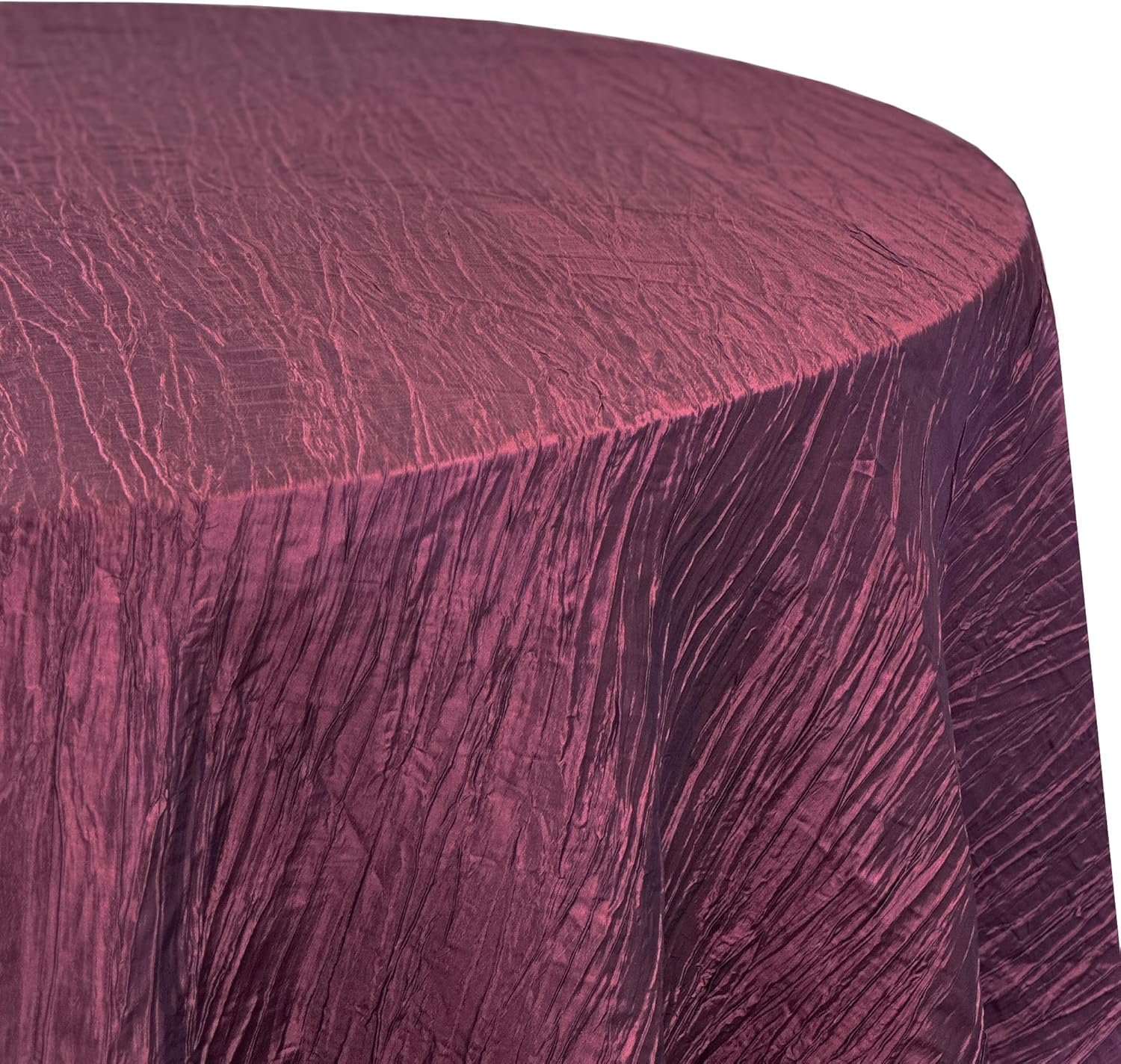 120" Round Eggplant Crinkle Taffeta Tablecloth for Events