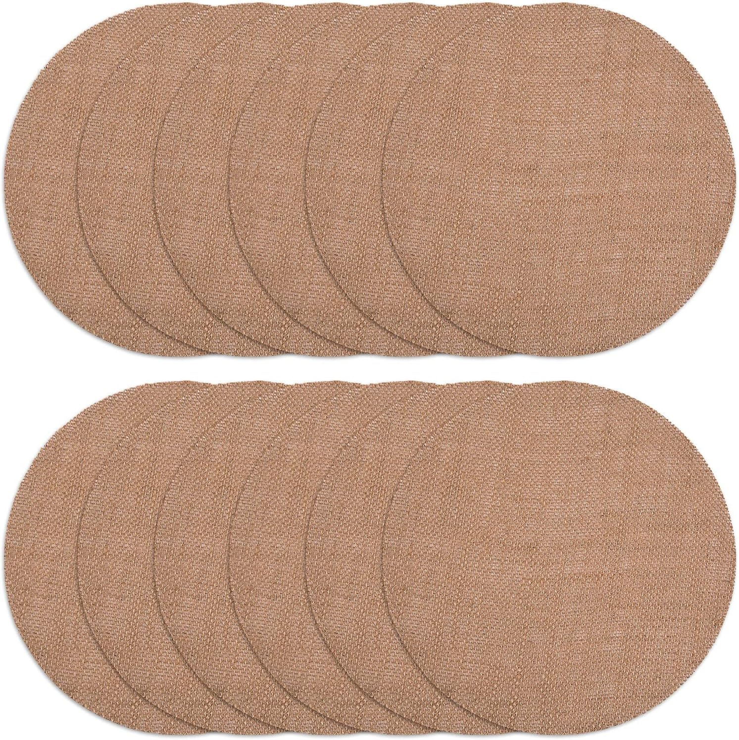Rustic Burlap Round Placemats - 12" Diameter Burlap Circle Rustic Table Decorations (Set of 12) - Rustic Farmhouse Table Setting for Weddings, Dining & Event Decor
