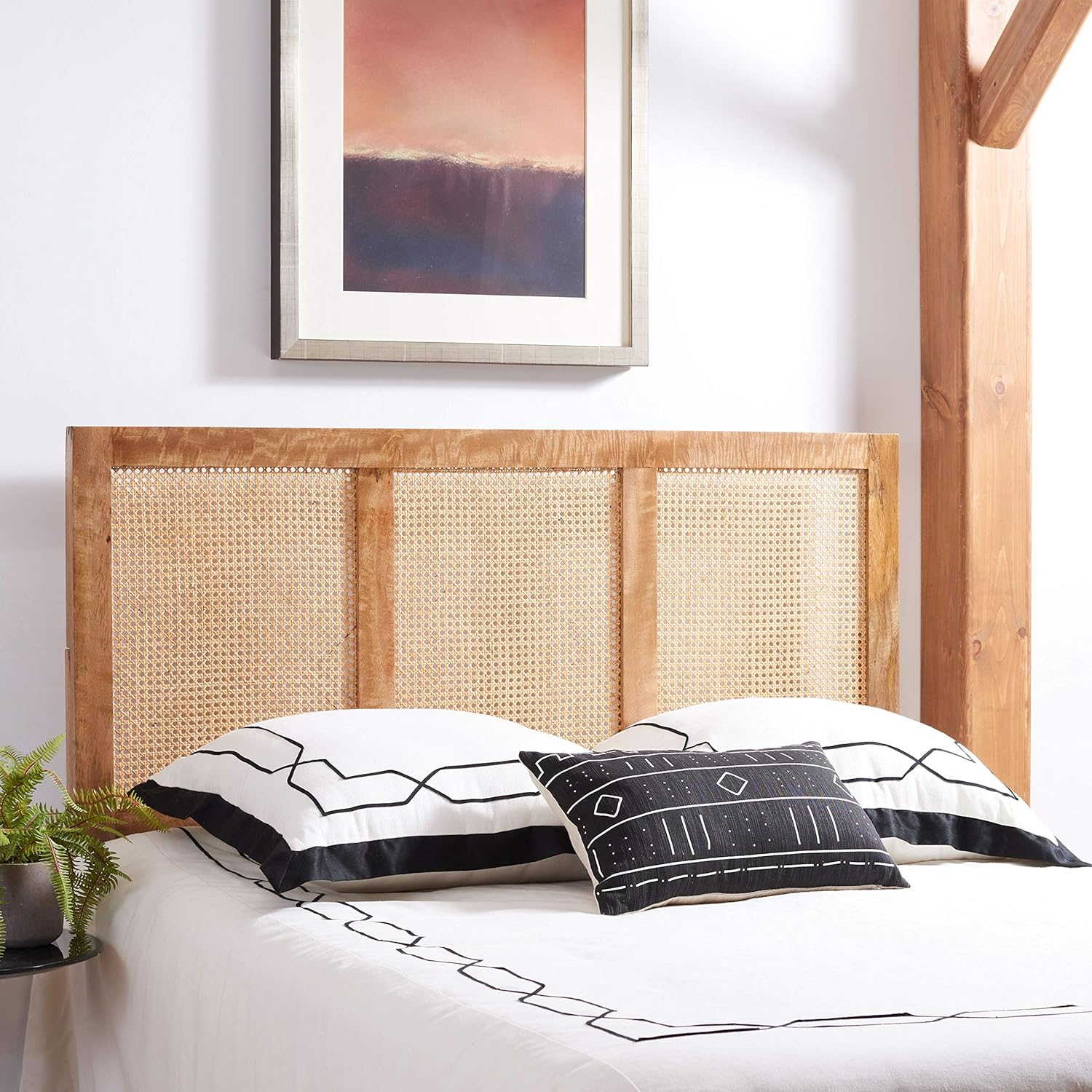 SAFAVIEH Vienna Cane Farmhouse Wood Headboard, Queen, Natural