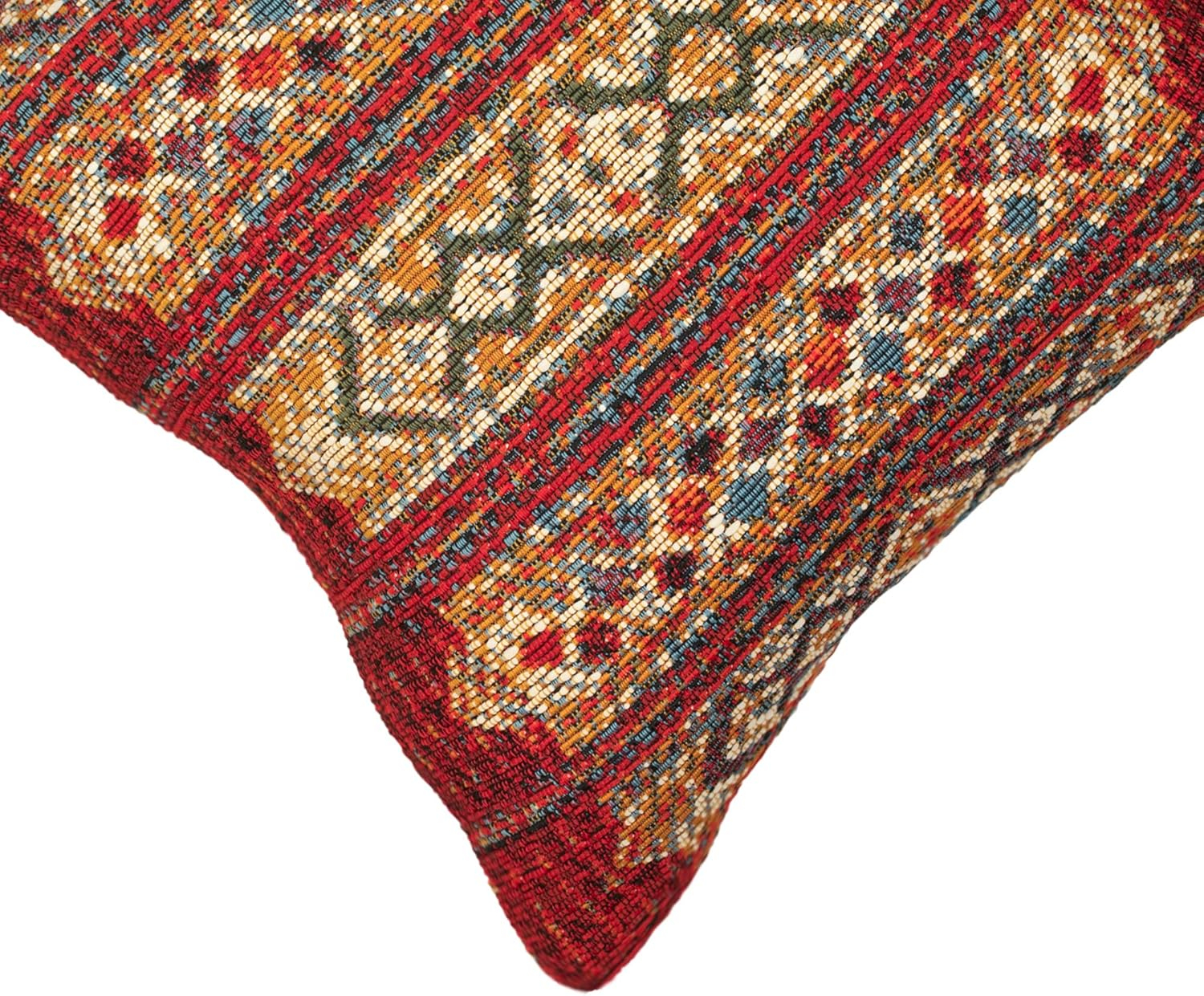 Marina Red and Gold Tribal Stripe Indoor/Outdoor Pillow 18" Square