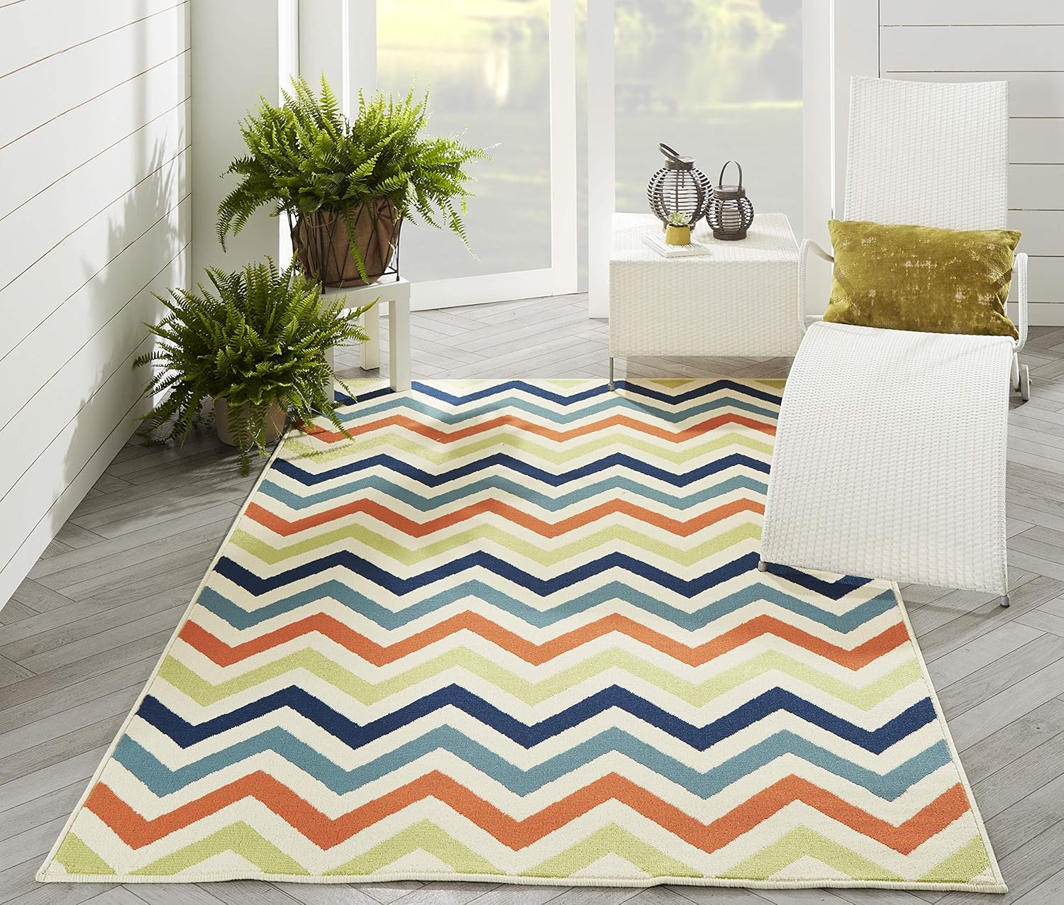Momeni Rugs , Baja Collection Contemporary Indoor & Outdoor Area Rug, Easy to Clean, UV protected & Fade Resistant, 5'3" x 7'6", Multicolor