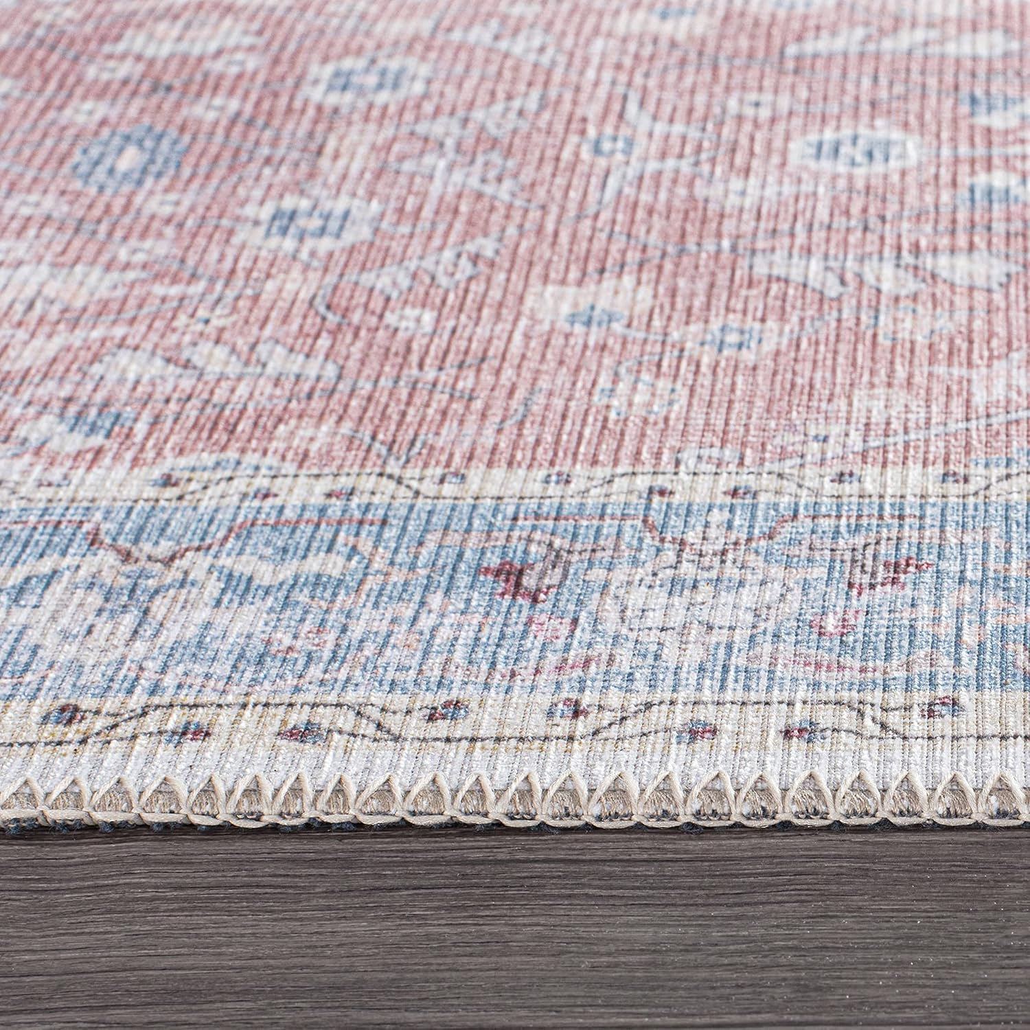 Rugshop Transitional Bordered Floral Stain Resistant Flat Weave Eco Friendly Premium Recycled Machine Washable Area Rug 3'3"x5' Rust