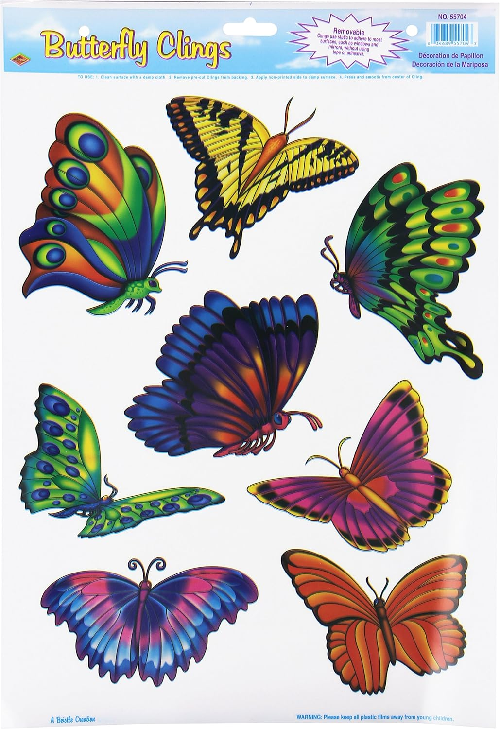 Beistle 12" x 17" Butterfly Clings 56/Pack 55704
