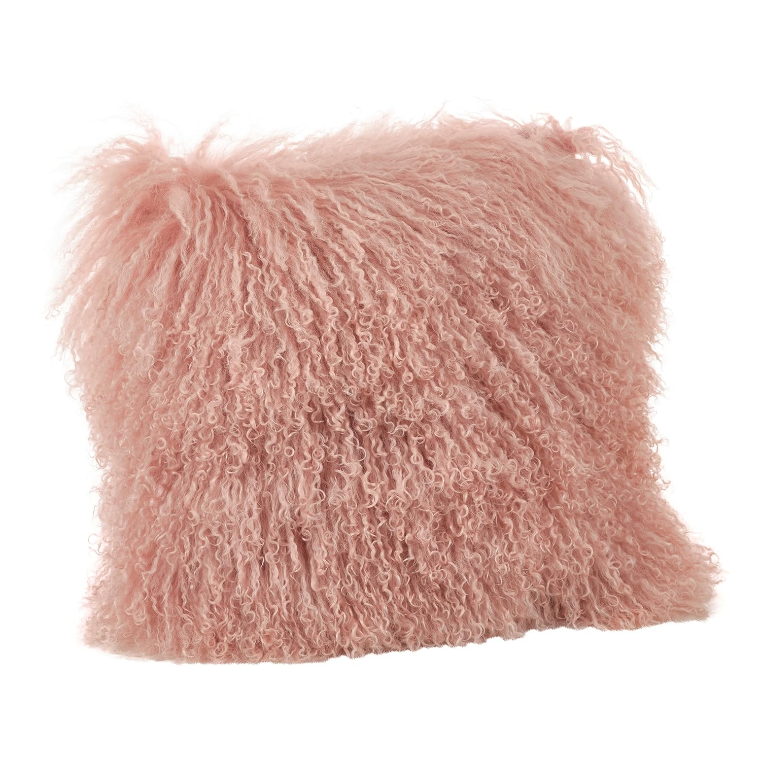 Medium Blush Wool Mongolian Lamb Fur Decorative Pillow