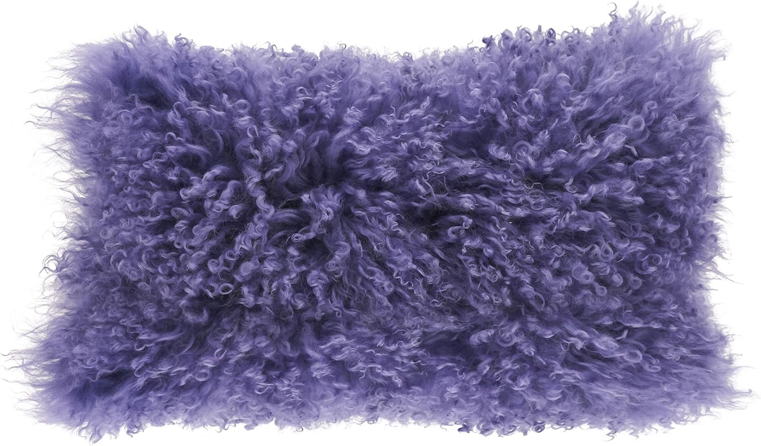 SARO  12 x 20 in. Wool Mongolian Lamb Fur Throw Pillow - Violet