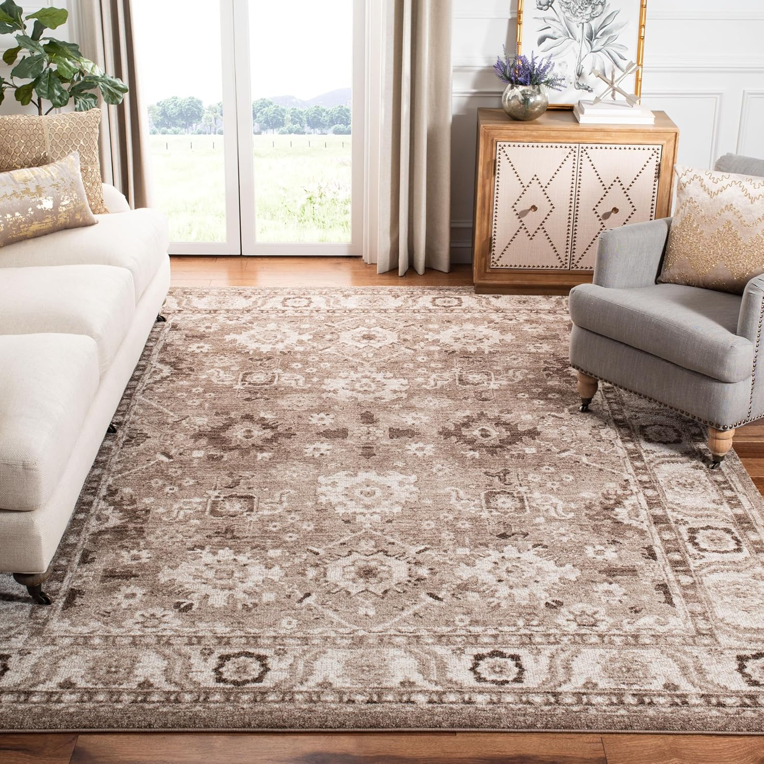 SAFAVIEH Vintage Hamadan Pema Traditional Area Rug, Taupe, 9' x 12'