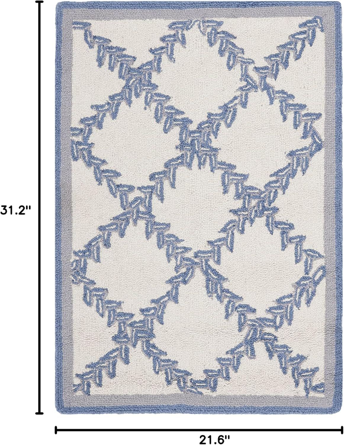 Chelsea HK230 Hand Hooked Accent Rug - Ivory/Light Blue - 1'8"x2'6" - Safavieh.