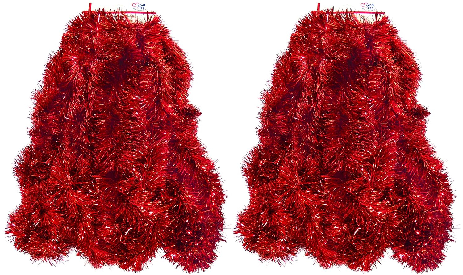 2 Pack Red Super Duper Thick Tinsel Garland 50 Ft Total (Two Strands Each 25 ft Long) (Red, 50 Ft. (Two 25 ft Tinsels) 2 Pack