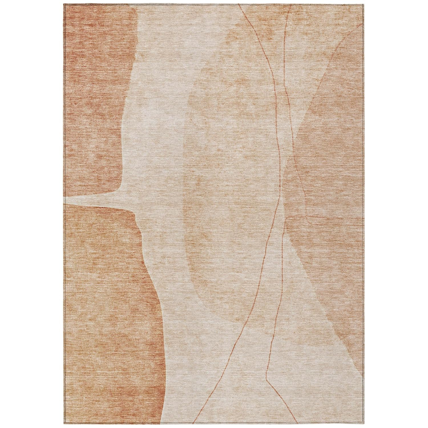 Terracotta and Beige Flat Woven Synthetic Indoor Outdoor Rug 5' x 7'