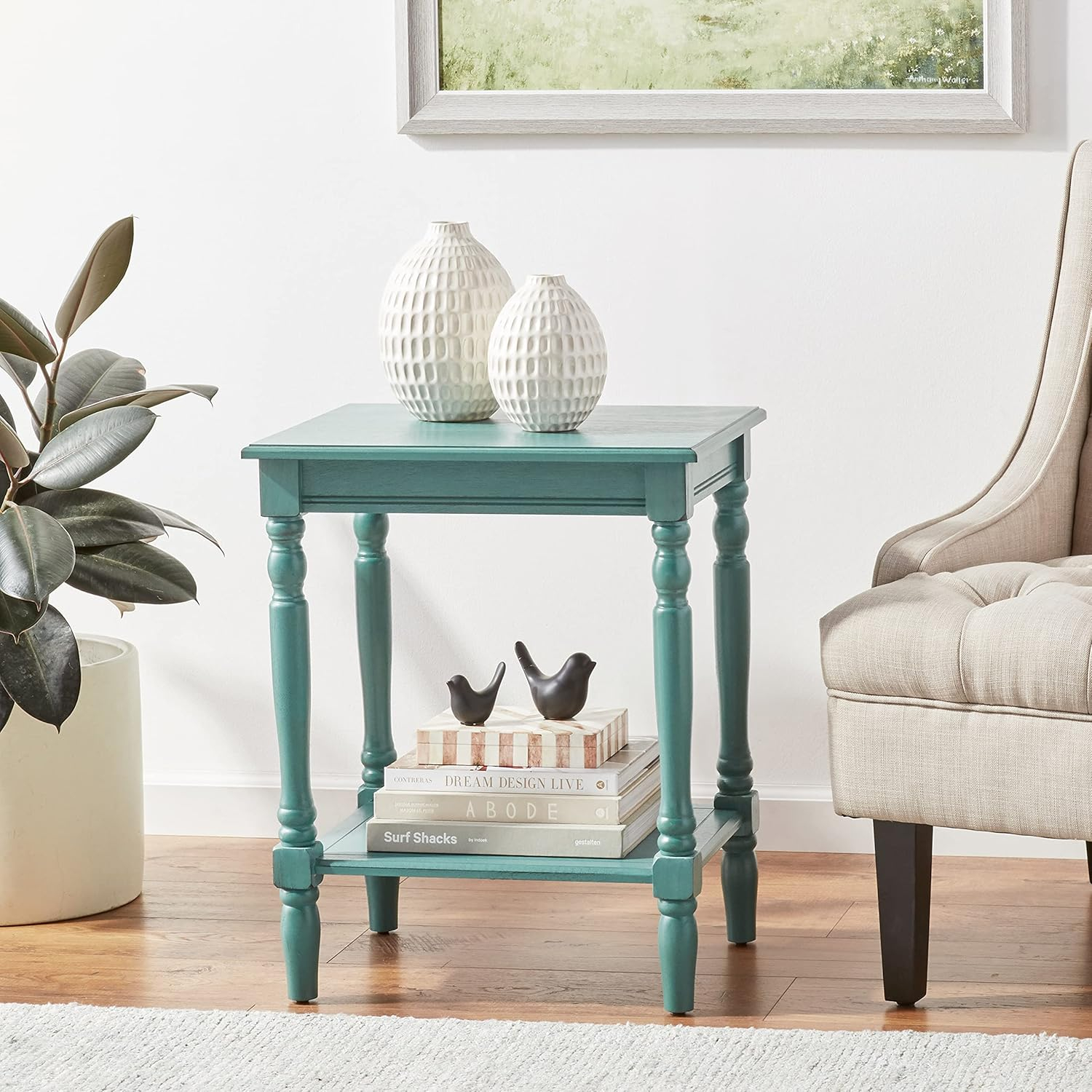 Decor Therapy Accent Table with Storage, Casual Style, Modern End Table, Sturdy, Blue Gray - (24" x 19.5" x 15.75")