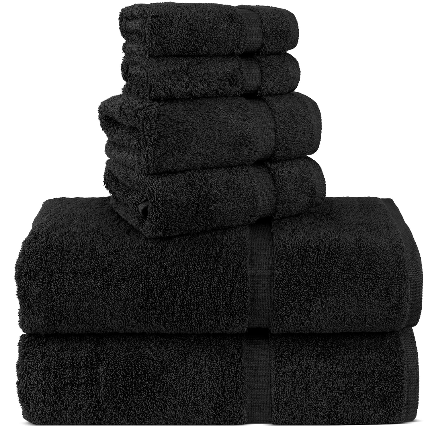 Chakir Turkish Linens 100% Cotton Premium Turkish Towels for Bathroom | 2 Bath Towels - 2 Hand Towels, 2 Washcloths (6-Piece Towel Set, Gray)