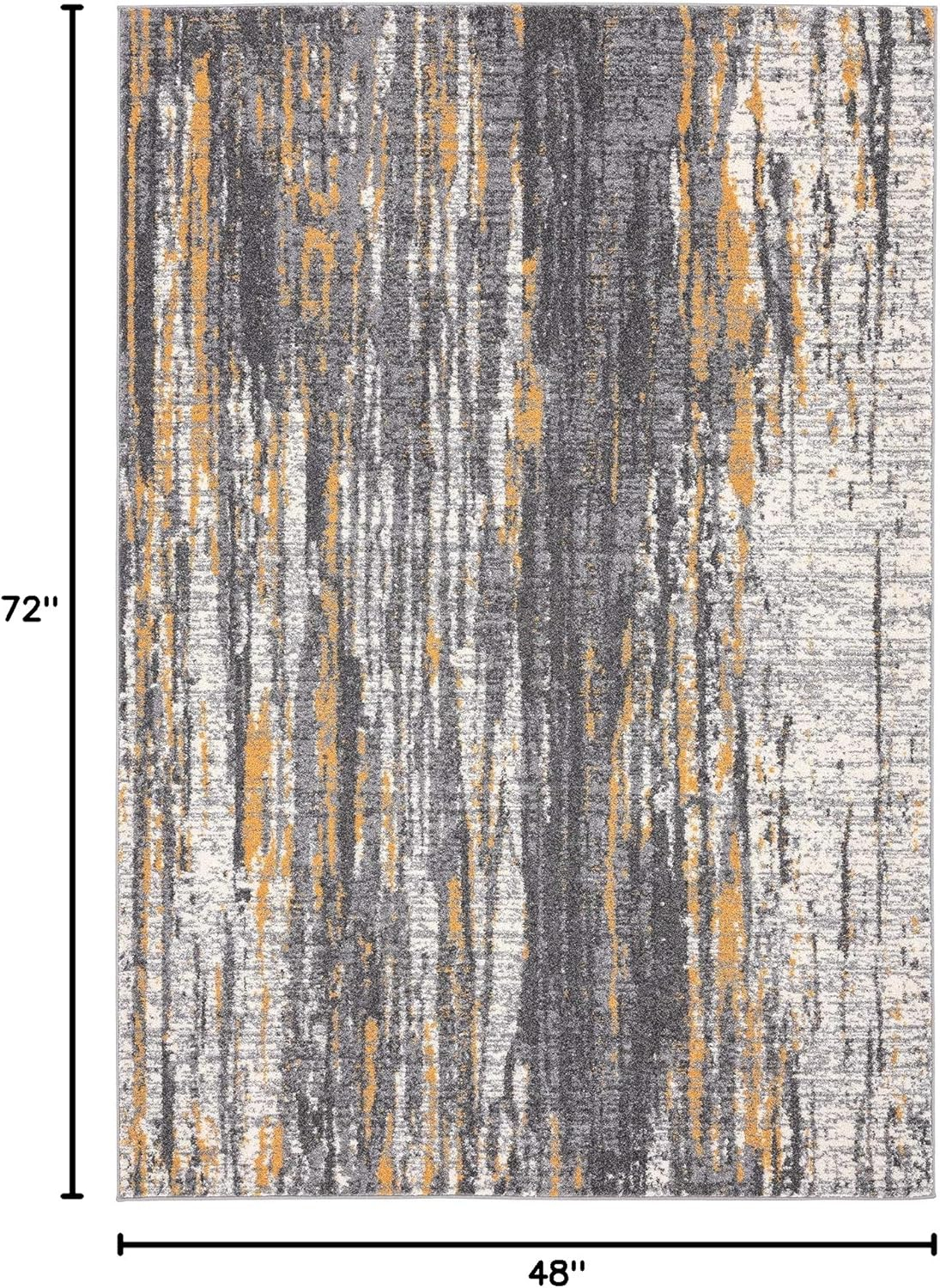 Abani Rugs Grey & Yellow Painted Pattern Area Rug Bold Rugged Contemporary Modern Style Accent, Laguna Collection | Turkish Made Superior Comfort & Construction | Stain Shed Resistant 4' x 6'