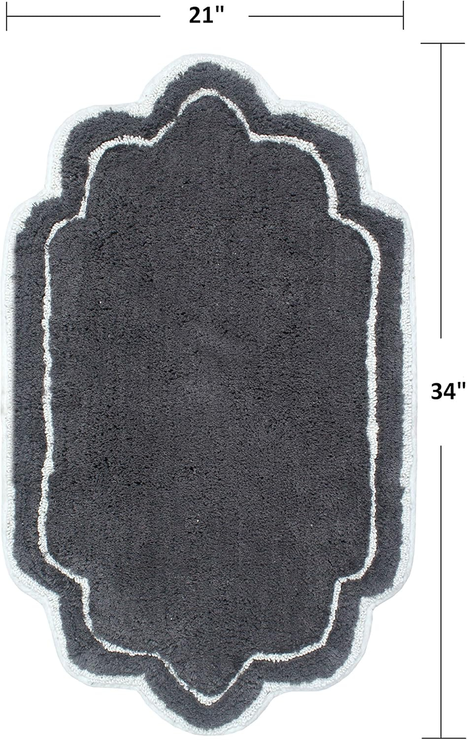 Modern Fluffy Tufted Cotton Bath Mat 21" x 34" in Dark Gray