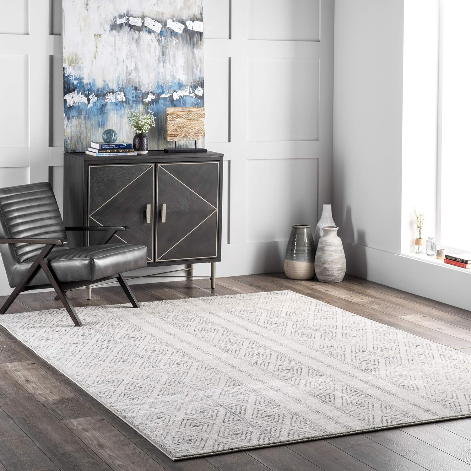 nuLOOM Sarina Tribal Diamonds Accent Rug, 2x3, Grey