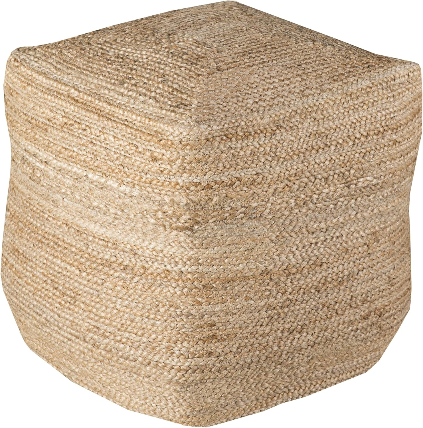 Surya POUF-101 Decorative Pouf, 18 by 18 by 18-Inch, Natural