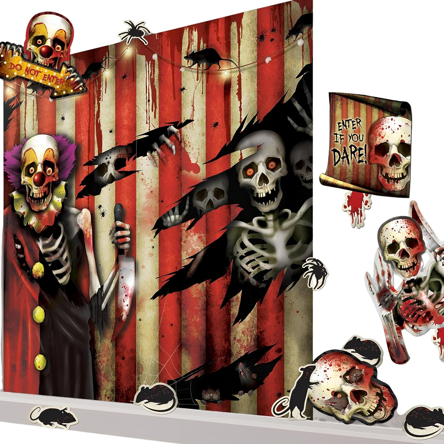 32" x 65" Creepy Carnival Scene Setter Wall Decoration, 32-Piece