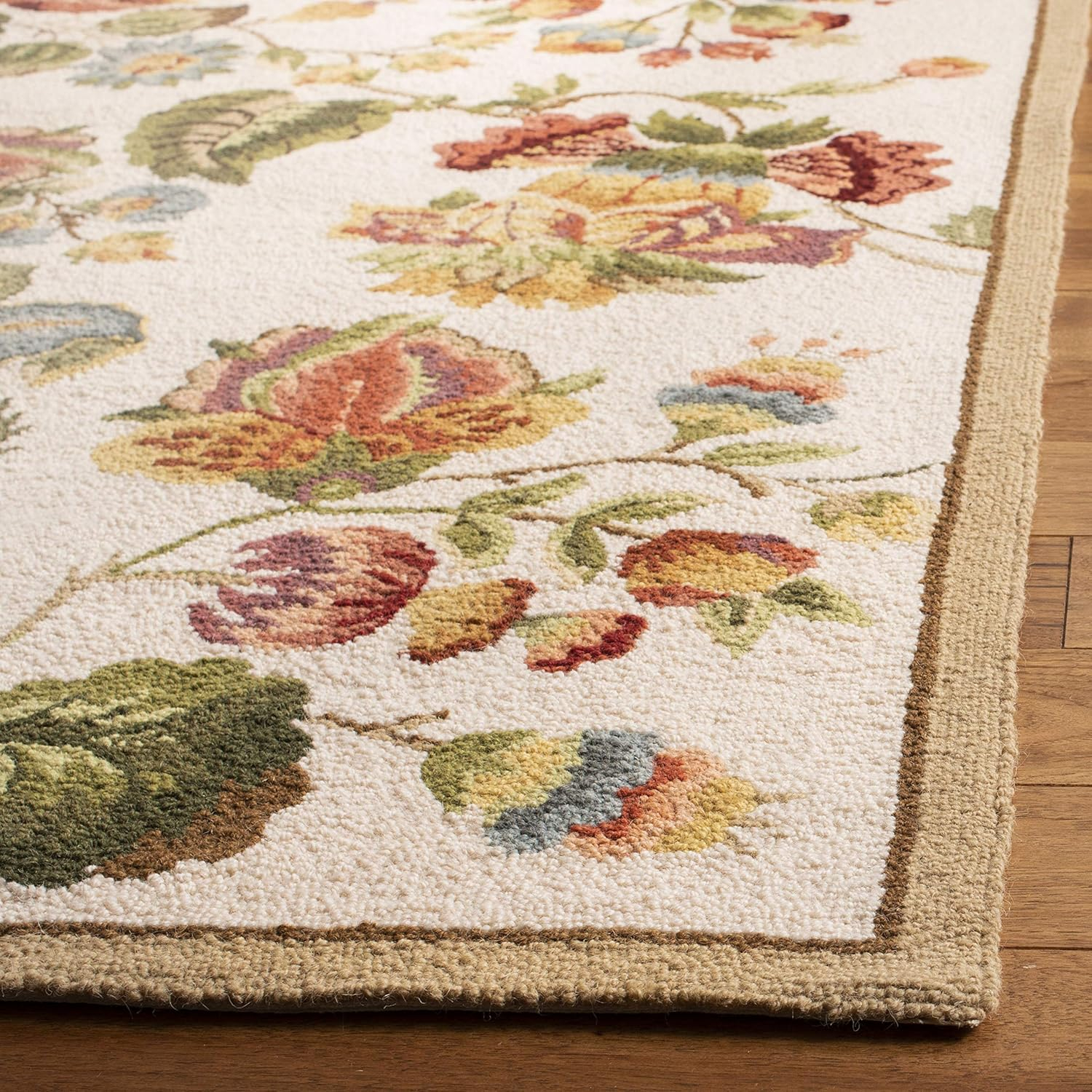SAFAVIEH Chelsea Hayleigh Floral Wool Runner Rug, Ivory, 2'6" x 10'