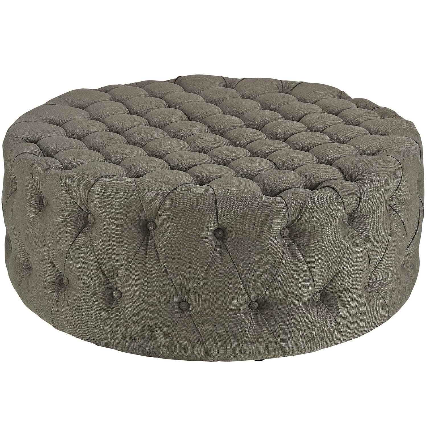 Modway Amour Upholstered Fabric Ottoman in Granite