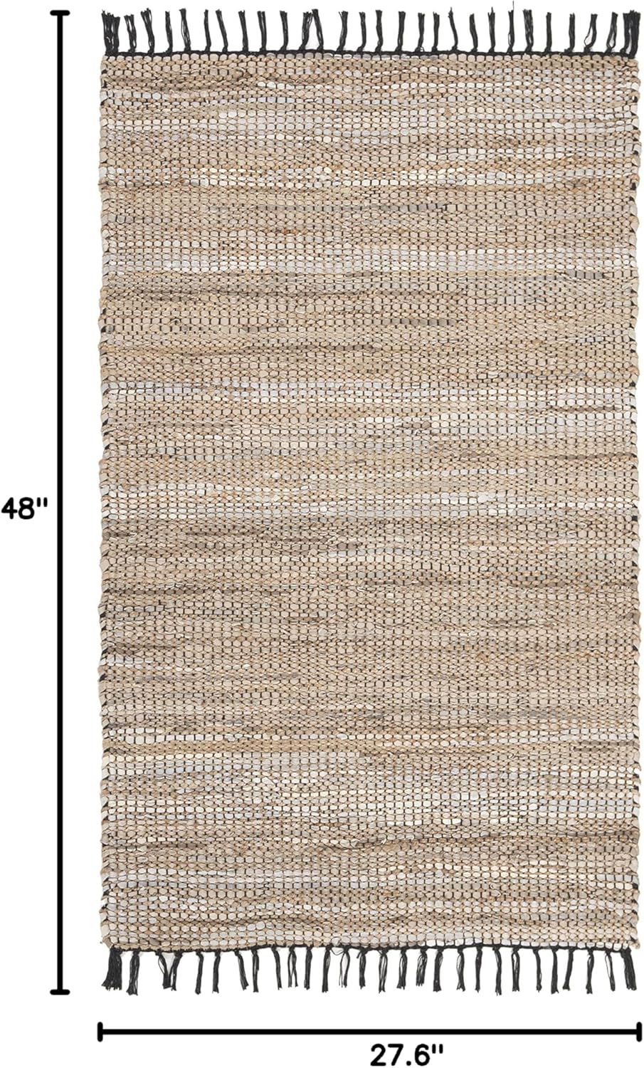 SAFAVIEH Vintage Leather Zharko Solid Braided Fringe Area Rug, Beige, 2'3" x 4'