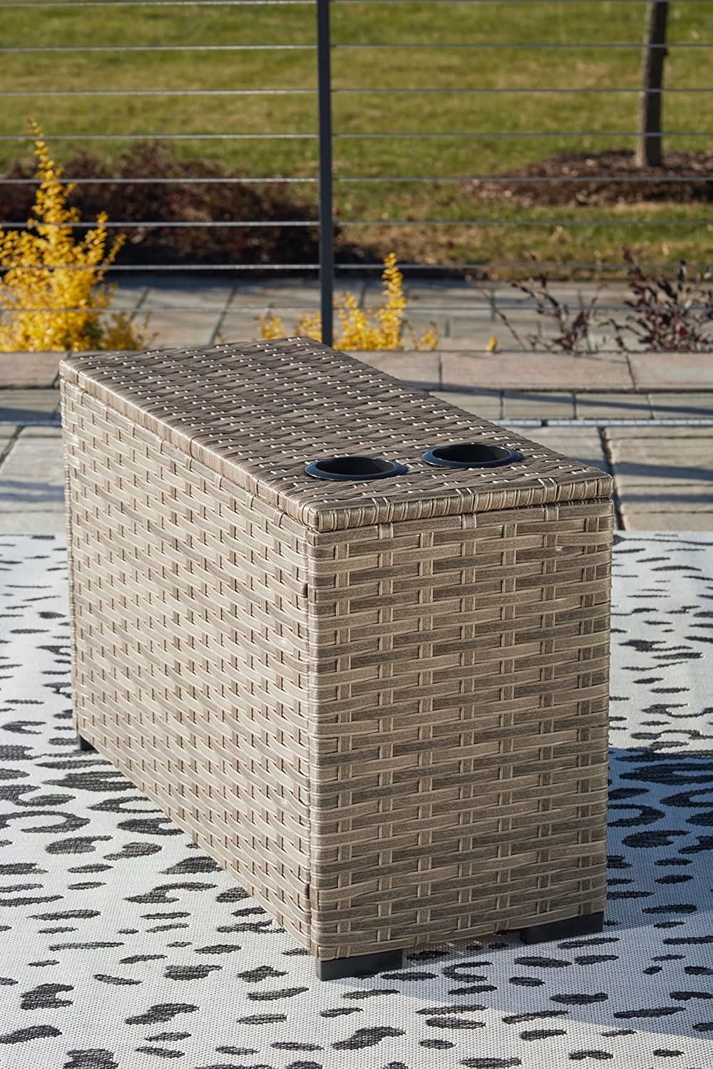 Signature Design by Ashley Contemporary Calworth Outdoor Console, Beige