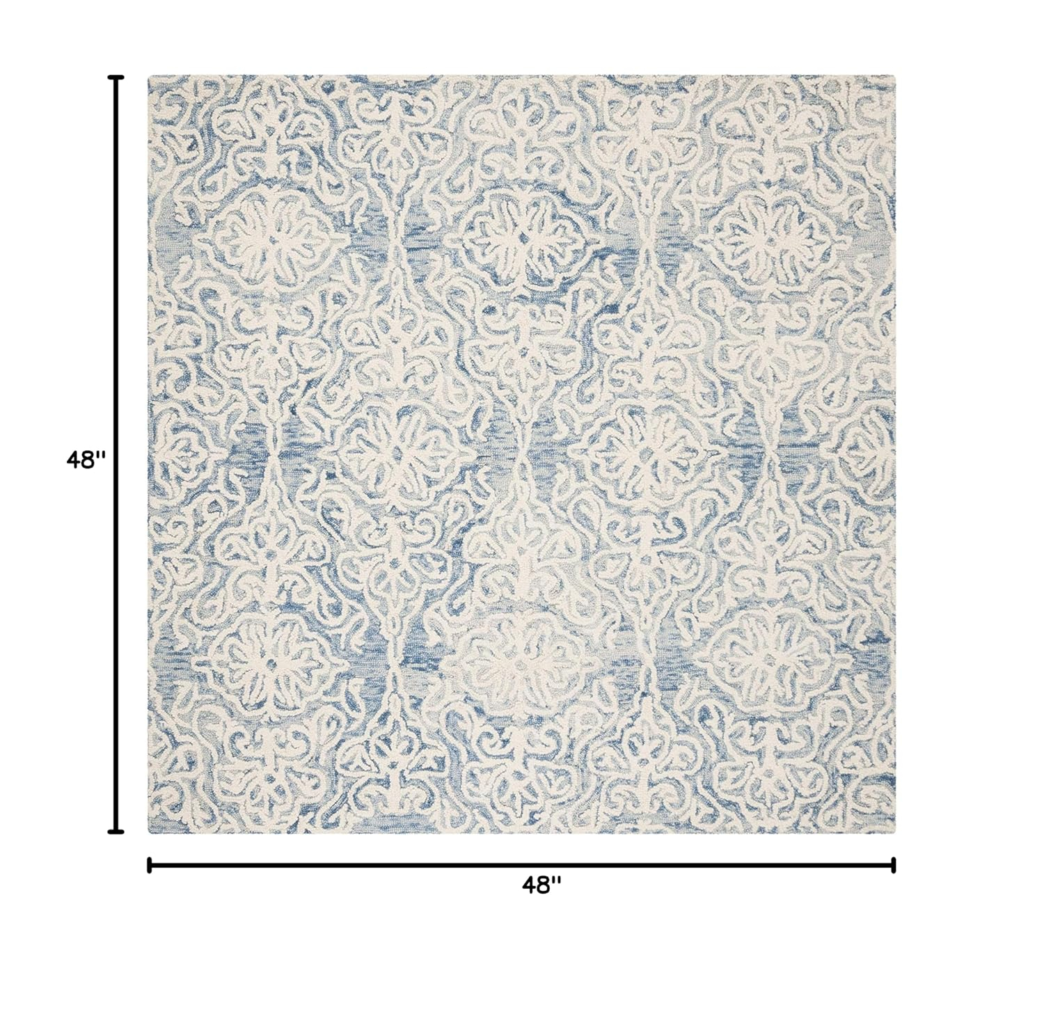 SAFAVIEH Blossom Asher Geometric Wool Area Rug, Blue/Ivory, 4' x 4' Square